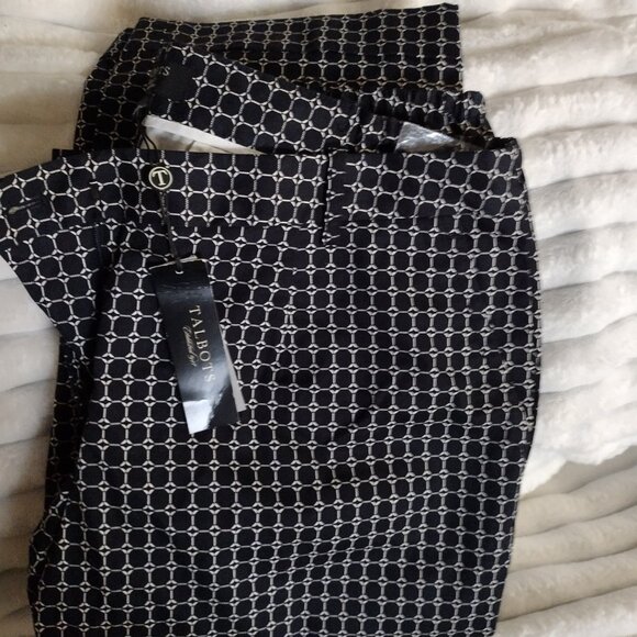 Talbots Woman Petites 16WP Geometric Print Pants Black White Career Casual NWT - Picture 6 of 15
